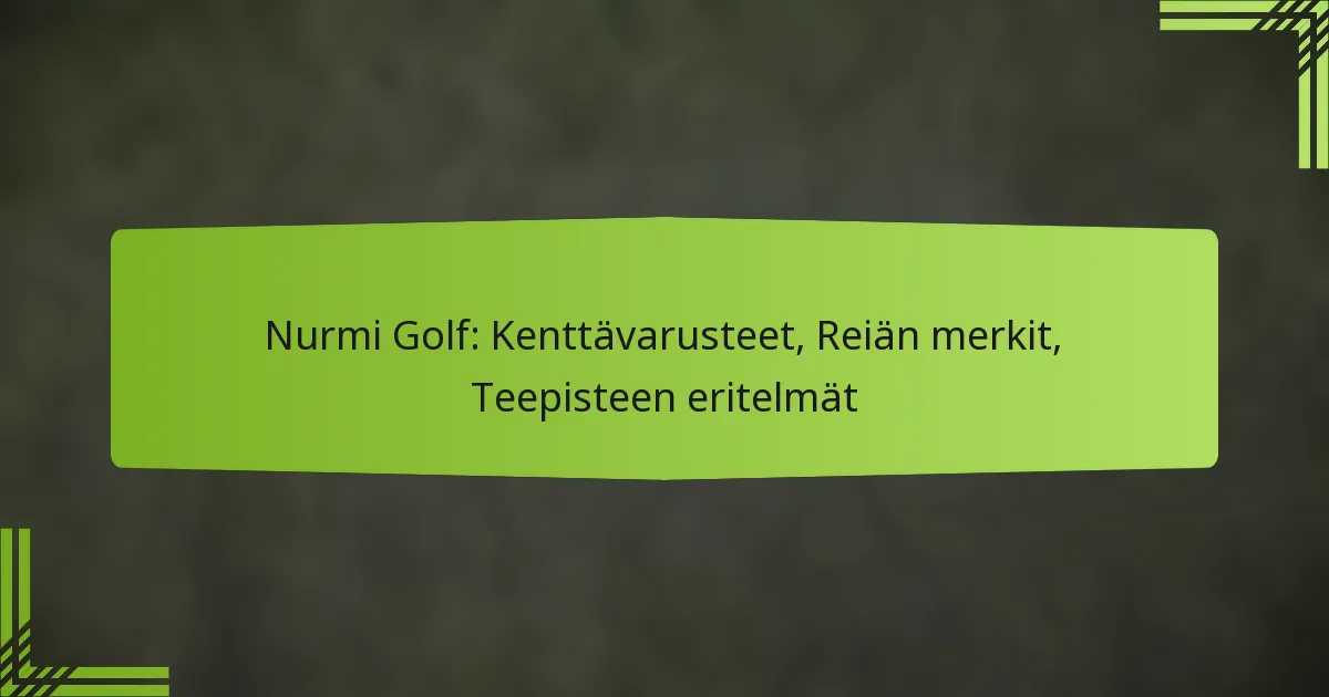 Nurmi Golf: Kenttävarusteet, Reiän merkit, Teepisteen eritelmät