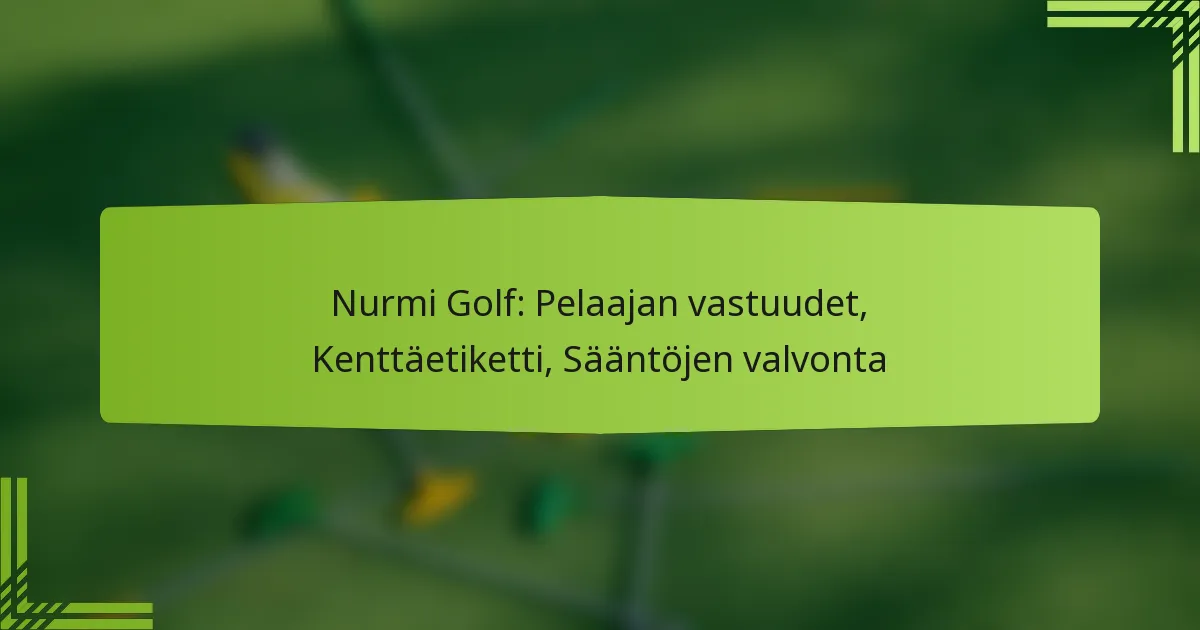 Nurmi Golf: Pelaajan vastuudet, Kenttäetiketti, Sääntöjen valvonta