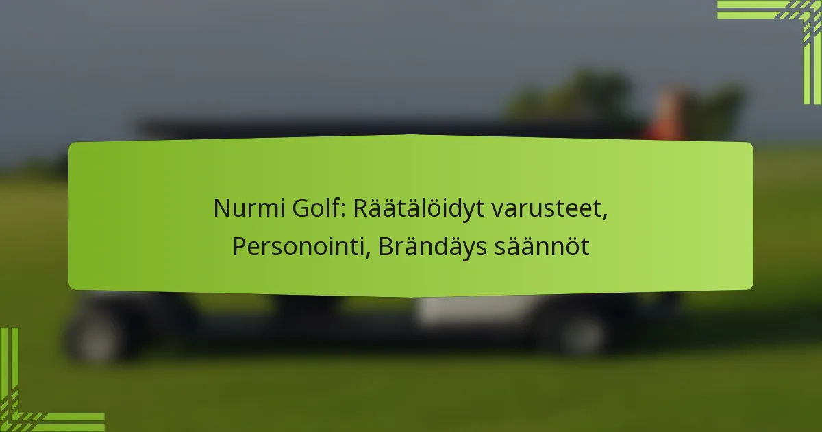 Nurmi Golf: Räätälöidyt varusteet, Personointi, Brändäys säännöt